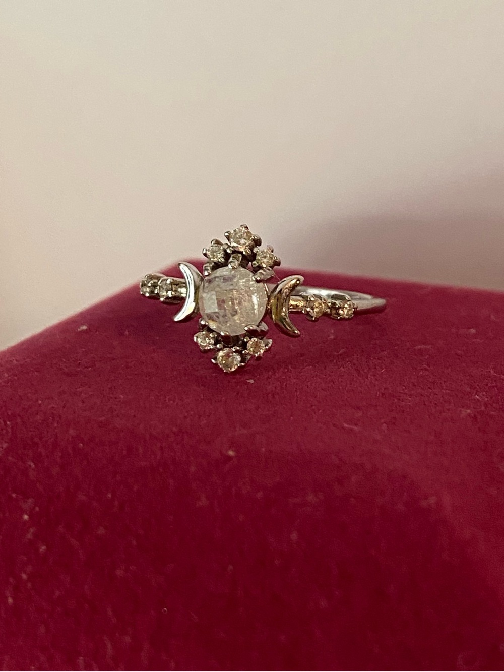 Sterling Silver Celestial Moon & Stars Crystal Ring